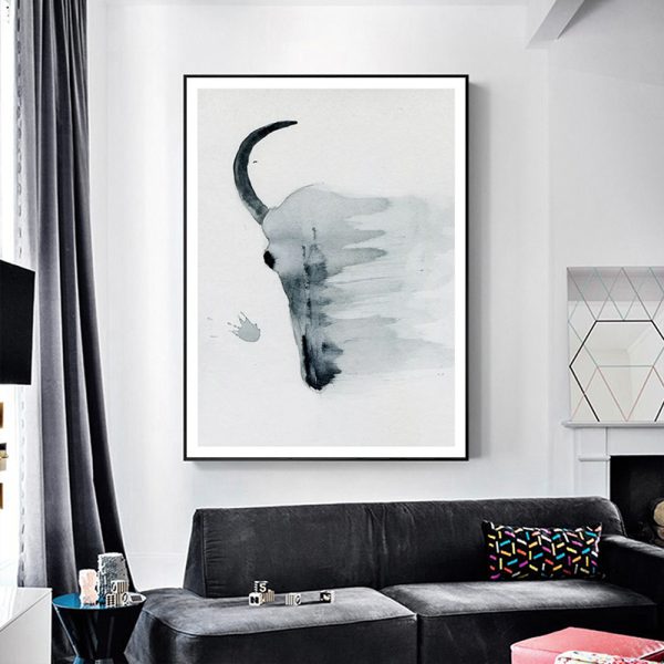 Wall Art - Bull Skull - Canvas Prints-Poster Prints - Image 2