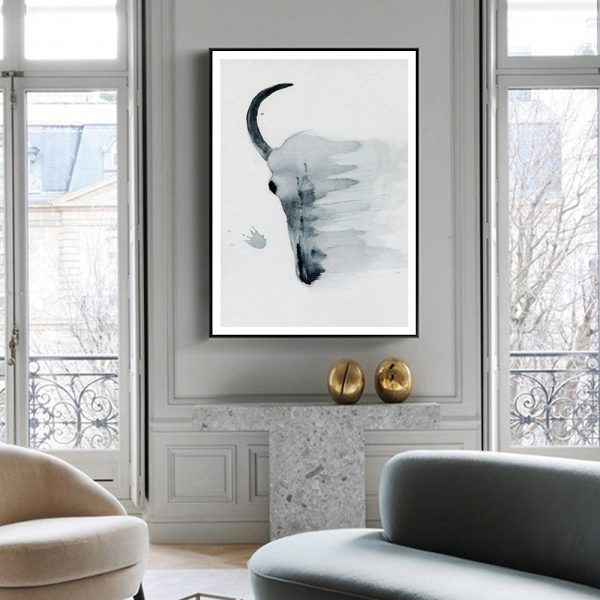 Wall Art - Bull Skull - Canvas Prints-Poster Prints - Image 3