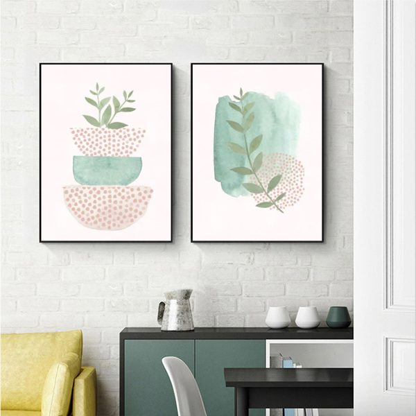 Wall art - Green And Pink (2 sets)- Canvas Prints- Poster Prints - Image 2