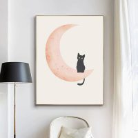 Wall Art - Moon and Cat - Canvas Prints-Poster Prints - Image 2