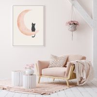 Wall Art - Moon and Cat - Canvas Prints-Poster Prints