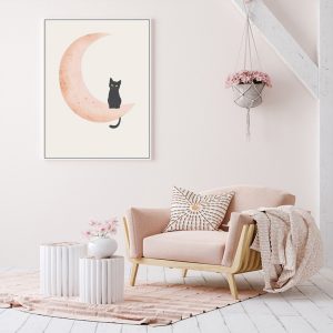 Wall Art - Moon and Cat - Canvas Prints-Poster Prints