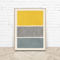 Wall Art - Yellow & Grey Modern Abstract- Canvas Prints-Poster Prints - Image 2