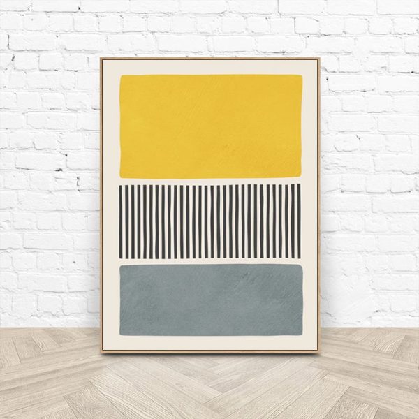 Wall Art - Yellow & Grey Modern Abstract- Canvas Prints-Poster Prints - Image 2