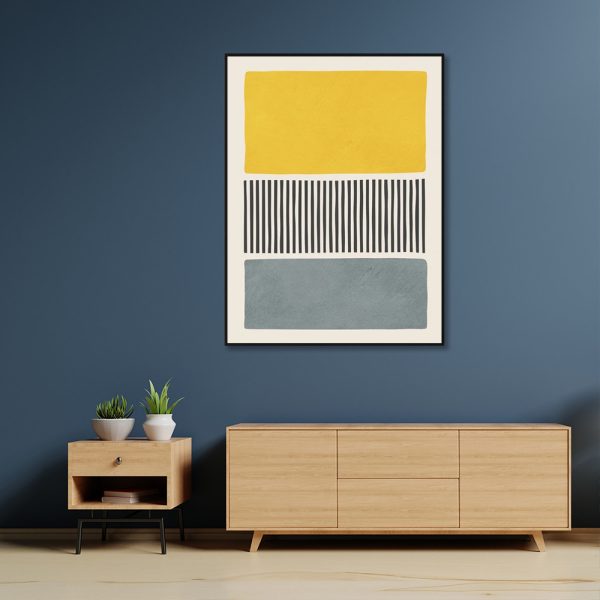 Wall Art - Yellow & Grey Modern Abstract- Canvas Prints-Poster Prints - Image 3
