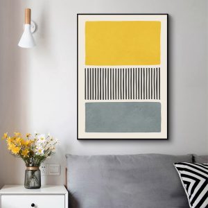 Wall Art - Yellow & Grey Modern Abstract- Canvas Prints-Poster Prints